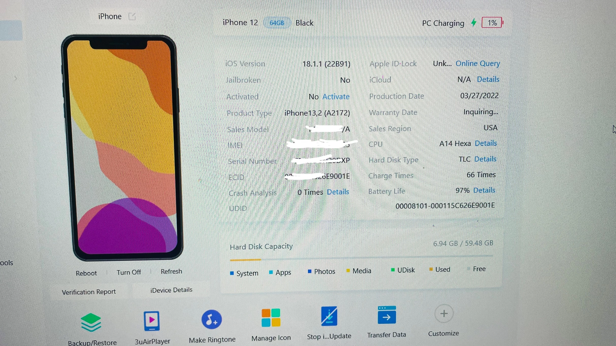 Iphone 12 icloud locked for parts genuine new